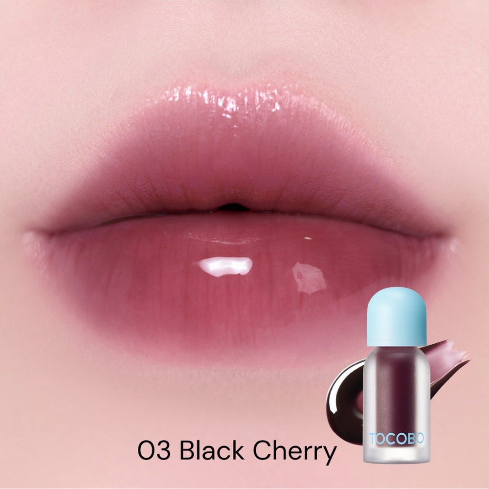 Tocobo 03 Black Cherry Juicy Berry Plumping Lip Oil- vegan, sheer deep cherry